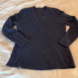 J. McLaughlin Navy and Silver V-Neck Sweater